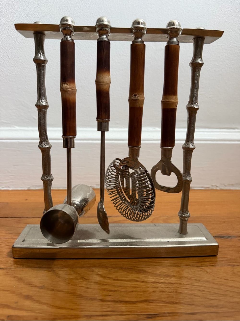 Bamboo Handle Home Dining Bar Tool Set - Brown